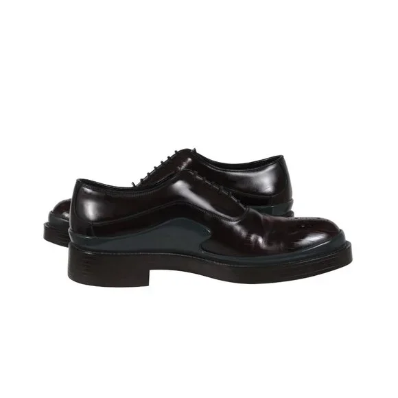 Prada Mens Derbys US 9 UK 8 Burgundy Leather Double Gray Midsole Chunky Oxfords